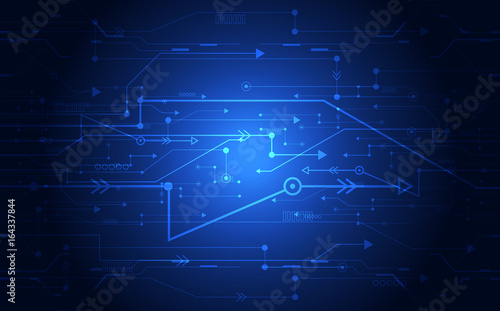 Abstract blue circuit technology concept. vector background illustration