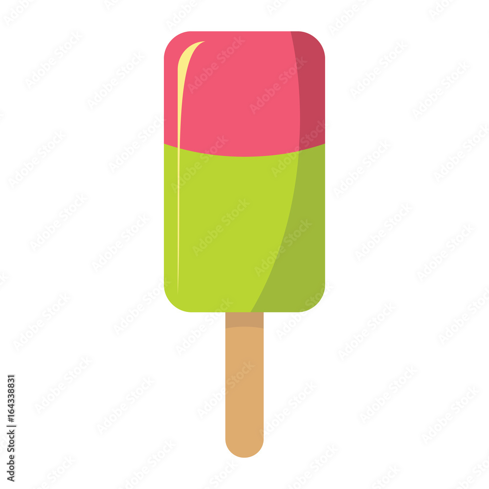 Ice cream of fruit cream ingredients in stick on white background cartoon flat vector illustration element for delicious food ice cream design Ice cream of fruit cream ingredients in stick on white background cartoon flat vector illustration element for delicious food ice cream design