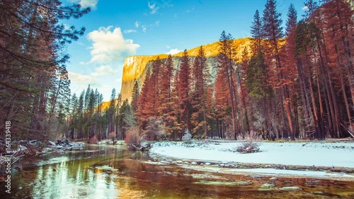 Time Lapse - River Running over Yosemite National Park, USA