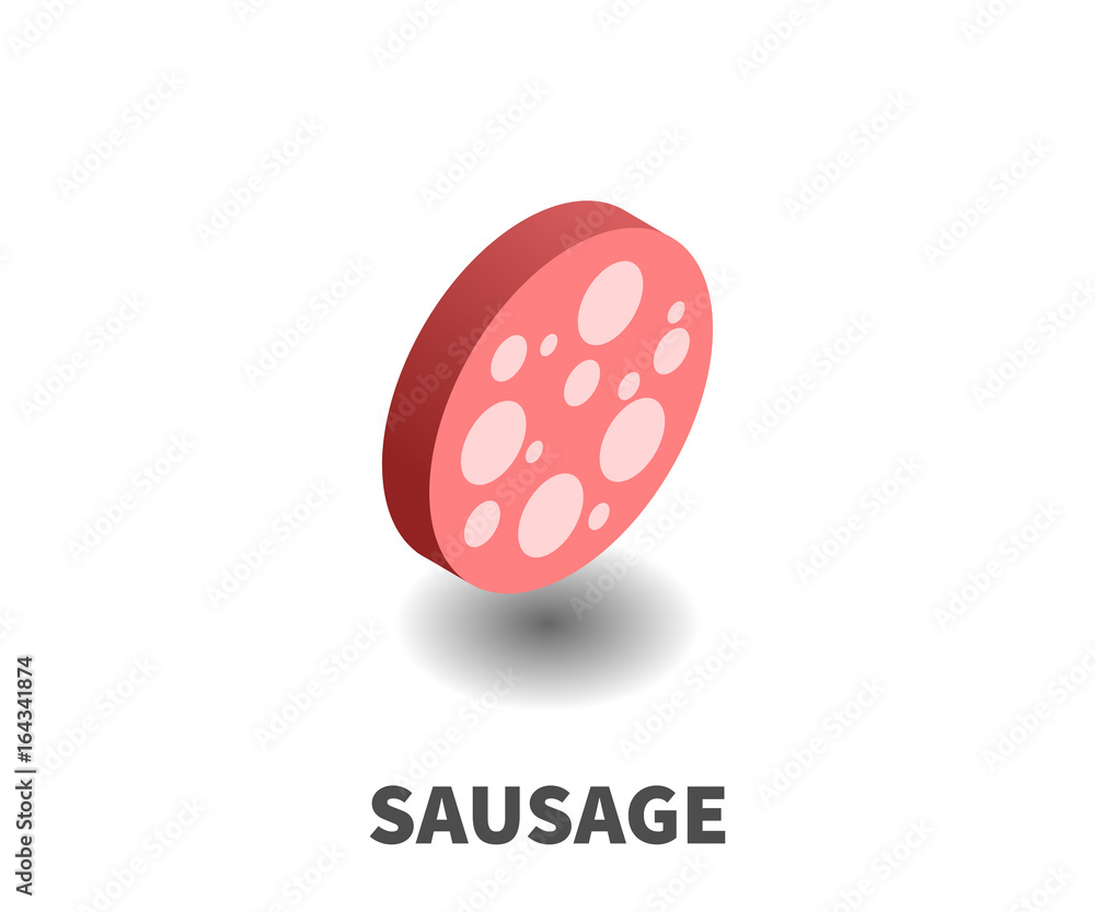 Sausage icon, vector symbol in isometric 3D style isolated on white background. Sausage icon, vector symbol in isometric 3D style isolated on white background.