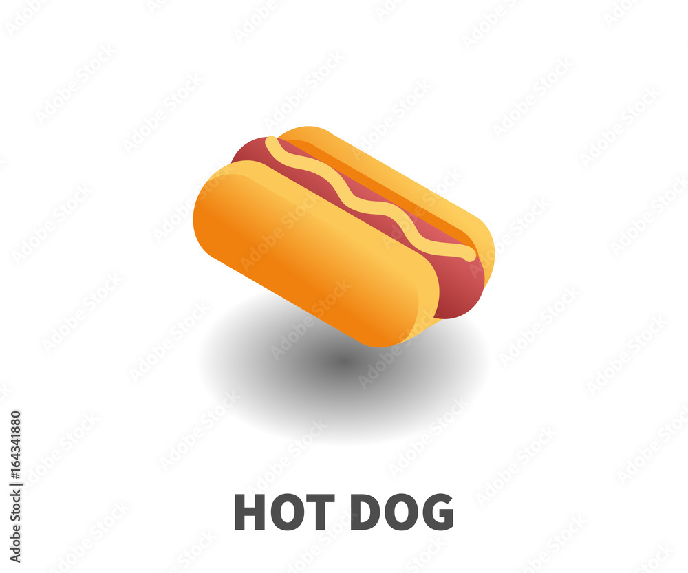 Hot Dog icon, vector symbol in isometric 3D style isolated on white background.