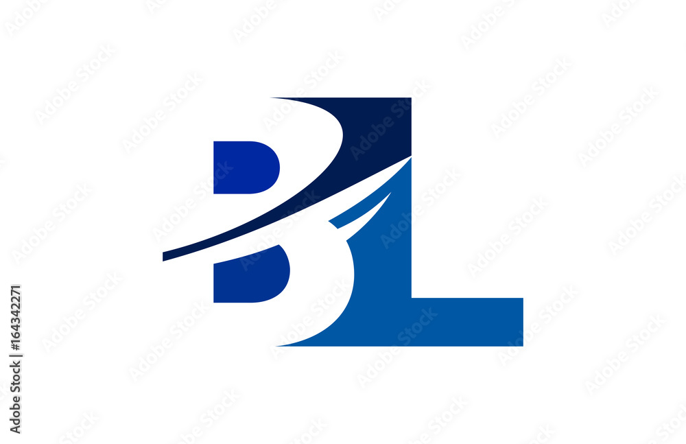 BL Negative Space Square Swoosh Letter Logo BL Negative Space Square Swoosh Letter Logo