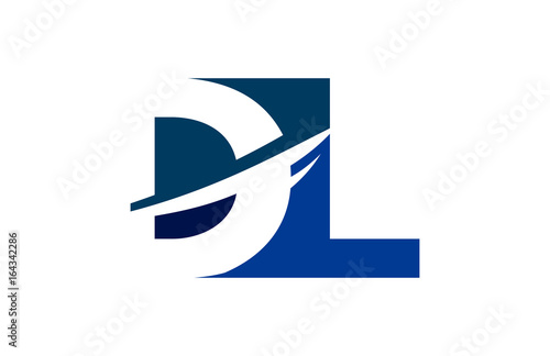 DL Negative Space Square Swoosh Letter Logo