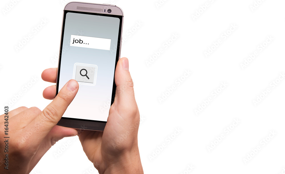 Smartphone search job button on touch screen