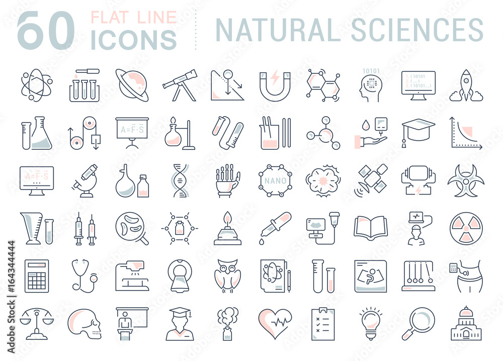 Set of Line icons of natural history Set of Line icons of natural history