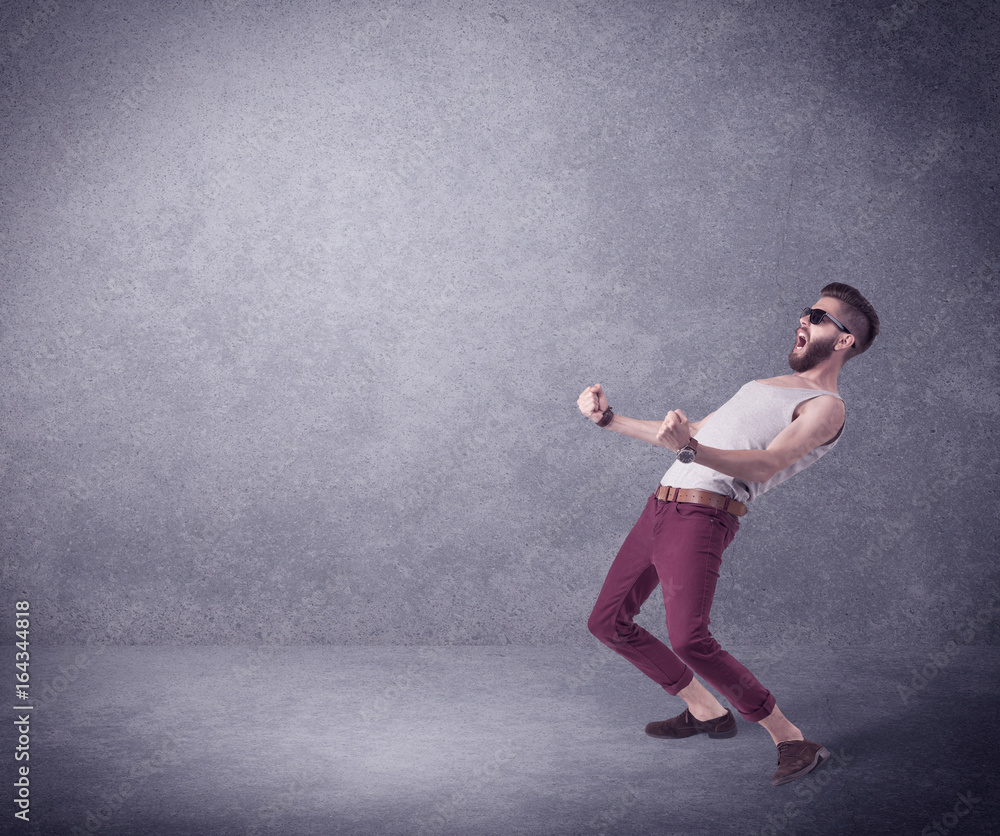 Fashion model shouting in empty space Fashion model shouting in empty space