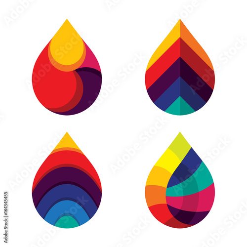 Set of colorful drop icons