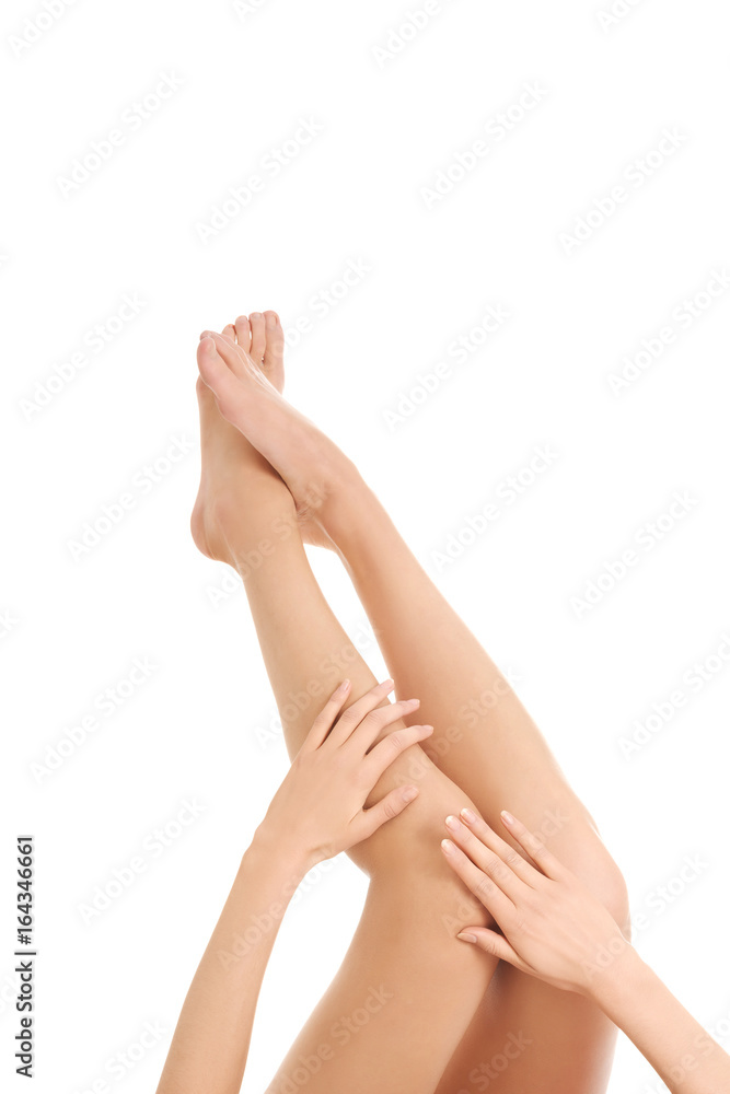 Beautiful well-groomed female legs . Foot care . Beautiful well-groomed female legs . Foot care .