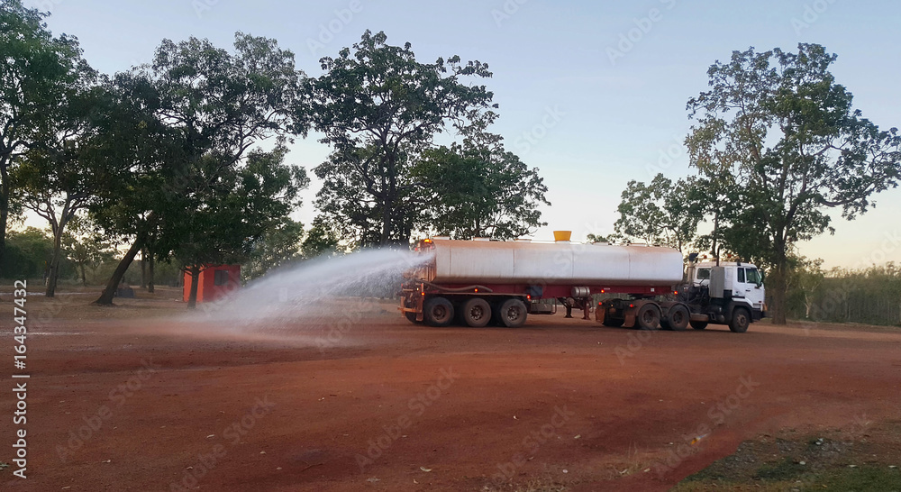 Water truck in the early morning