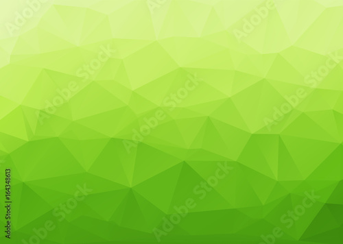 Polygonal abstract with green gradient shading background.