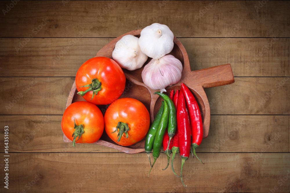 Garlic,Chili, onion, tomatoes ripe natural Garlic,Chili, onion, tomatoes ripe natural