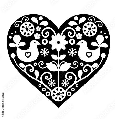Traditional Scandinavian folk heart vector
