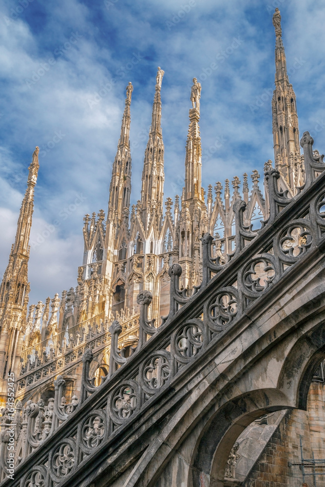 Architectonic details from the famous Milan Cathedral, Italy