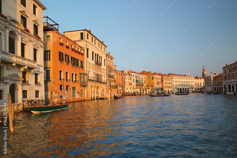 Venice, Sunset view of the river and historical architecture
