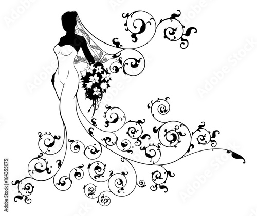Bride Flowers Silhouette We...
