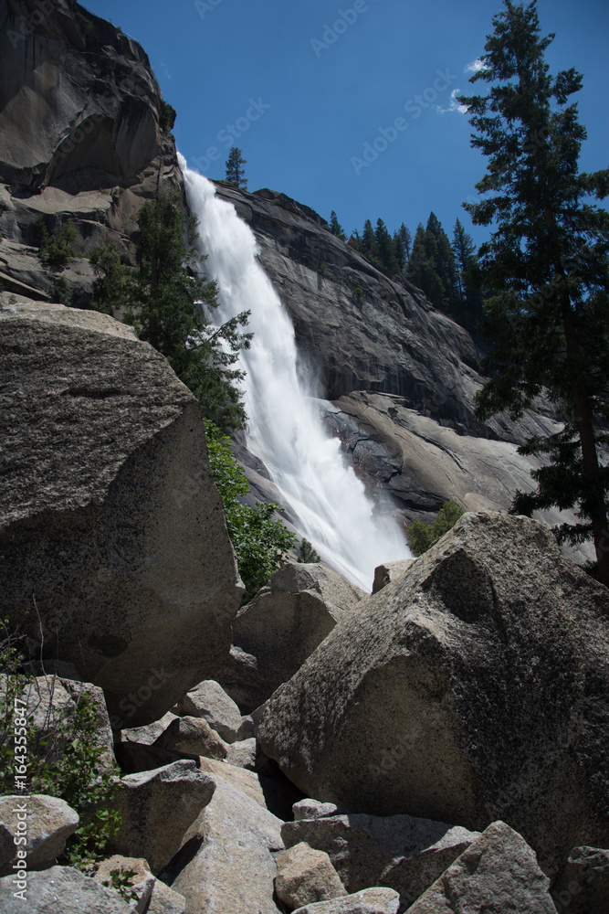 Nevada Falls from the Mist Trail. Yosemite National Park waterfall. California. Nevada Falls from the Mist Trail. Yosemite National Park waterfall. California.