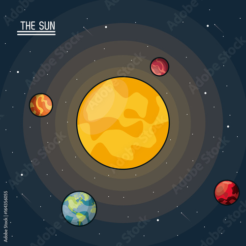 colorful poster of the sun in the space
