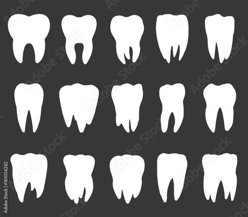 tooth vector illustration, teeth silhouette icon set