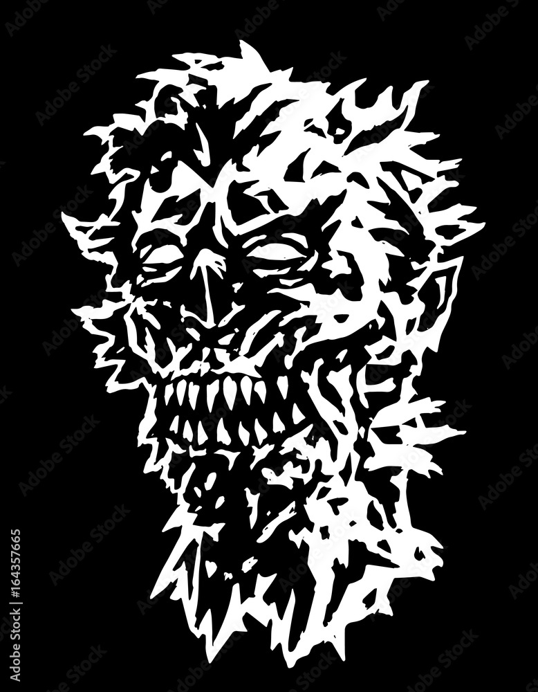 Fototapeta premium Scary dead vampire head. Vector illustration.