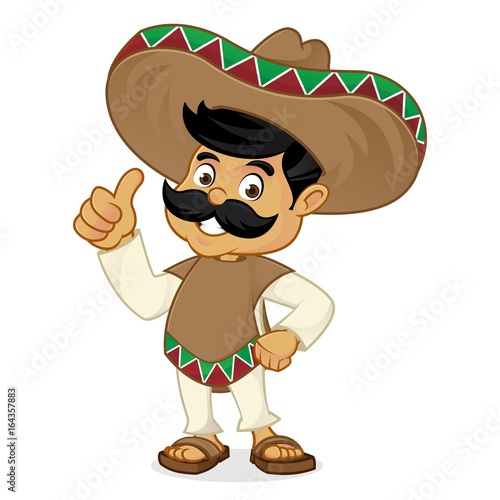 Mexican man cartoon giving thumbs up