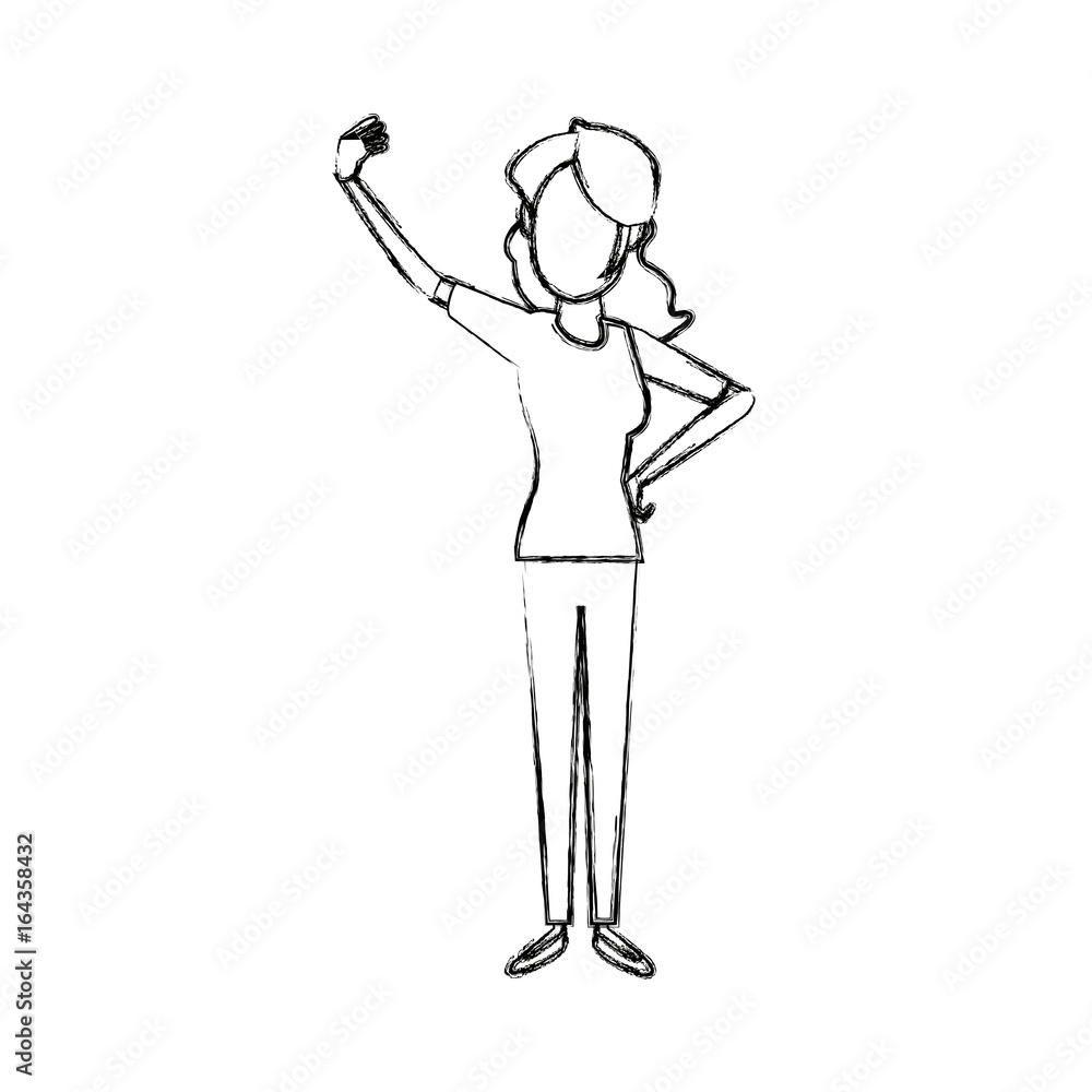 young woman standing cartoon image young woman standing cartoon image