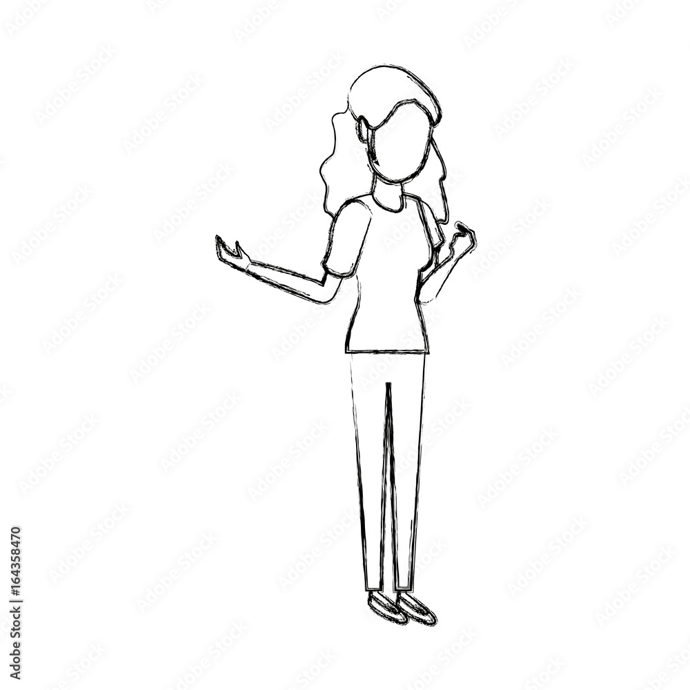 young woman standing cartoon image young woman standing cartoon image