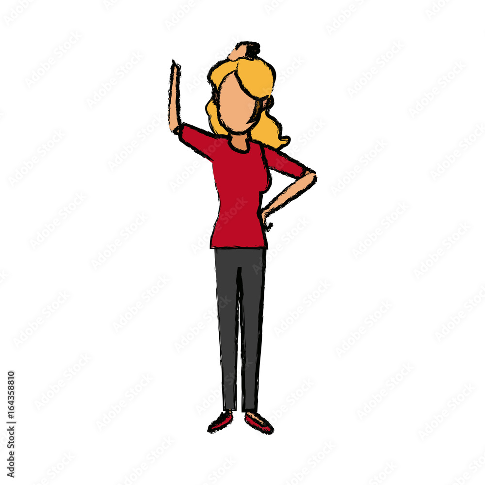 young woman standing cartoon image young woman standing cartoon image