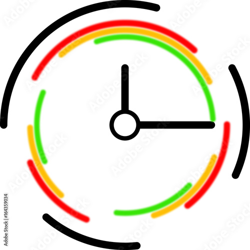 Clock icon with colorful circles