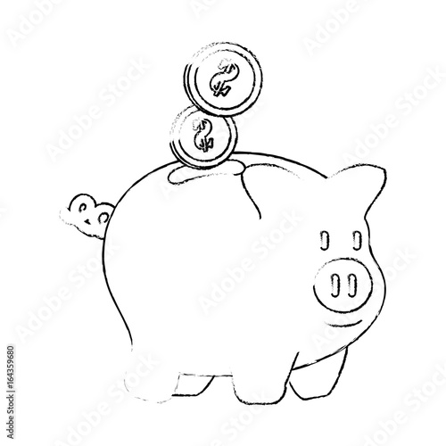 piggy bank icon over white background vector illustration