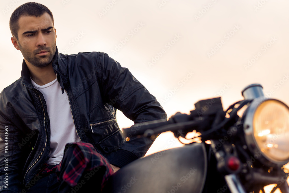 leather biker jacket sit on classic 