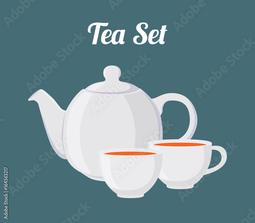 Vector illustration of teapot and cups, seamless pattern