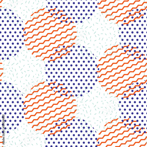 Wallpaper Mural Abstract geometric shapes dotted and striped circles vector pattern. Torontodigital.ca