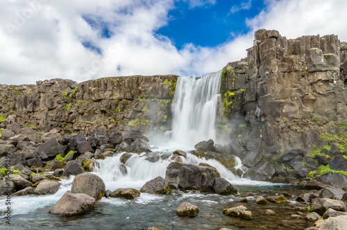 Waterfall in Thingvellir  Iceland