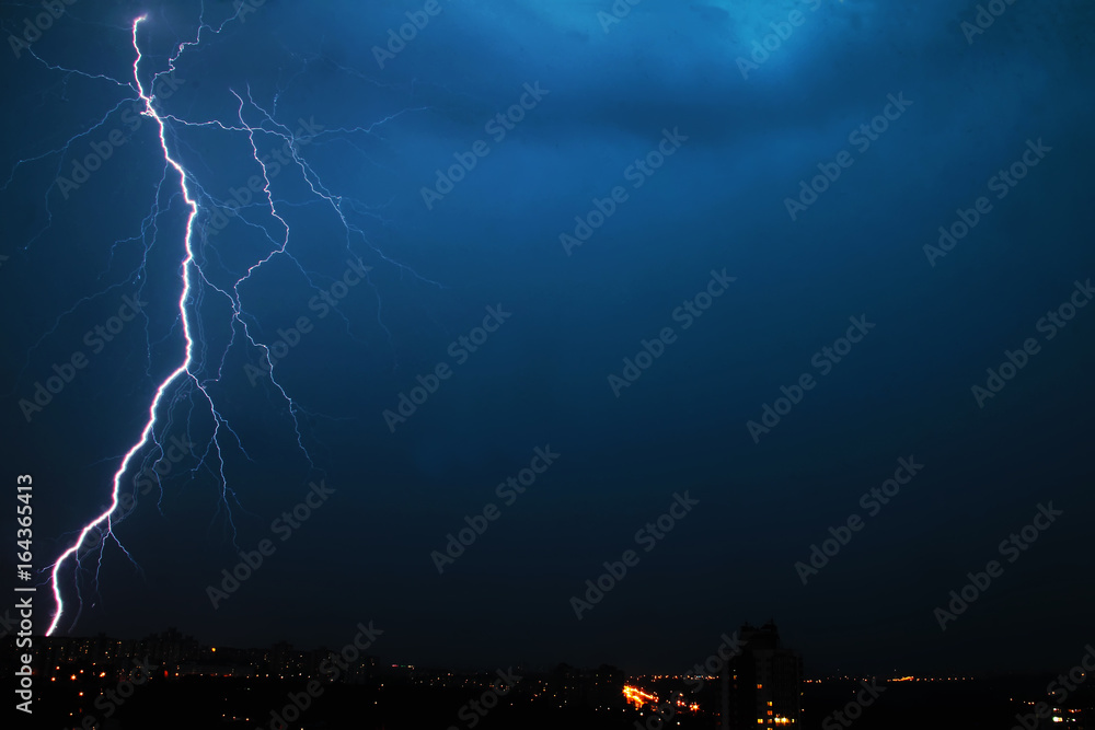 Huge lightning over night Minsk city in Belarus