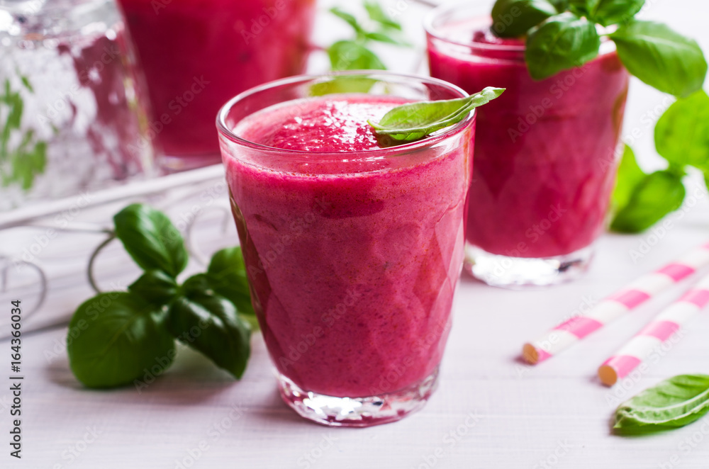 Beetroot smoothies in glass Beetroot smoothies in glass