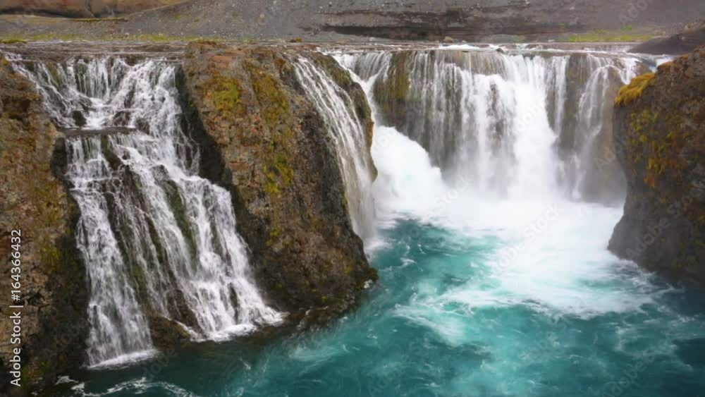 View of the Sigoldufoss waterfall of Iceland View of the Sigoldufoss waterfall of Iceland