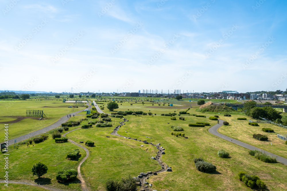 Φωτογραφία 東京郊外の風景　多摩川二子橋公園１