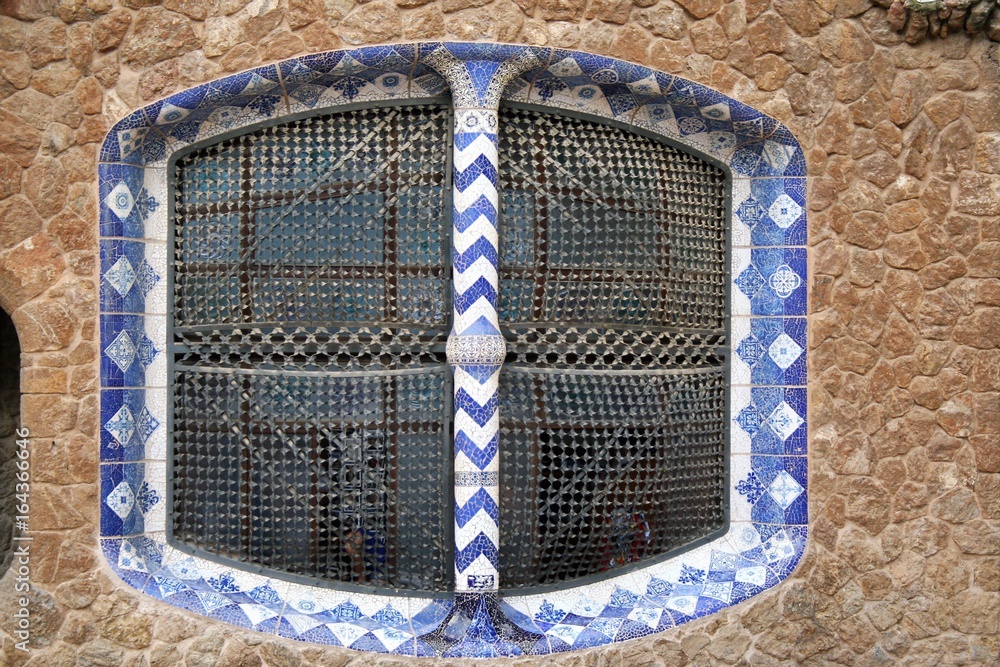 Obraz premium Detail of a Window of Gaudi's house at Parc Guell