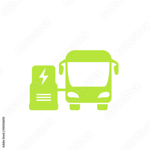electric bus icon on white