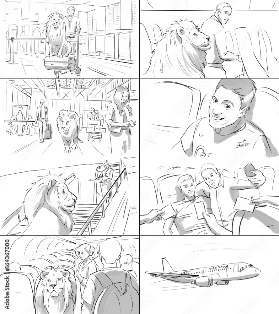 Fototapeta premium Storyboard with a lion
