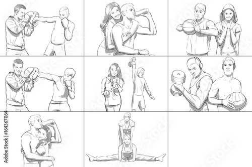 Portraits of sports people in a gym