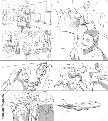Storyboard with a lion