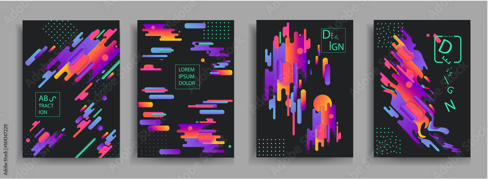 Abstract compositions from the rounded bands, futuristic and modern colors. Vector templates for posters, banners, flyers and presentations. Vector image