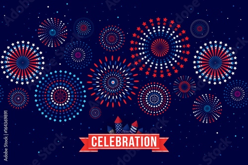 Vector illustration of a festive fireworks display for celebration.
