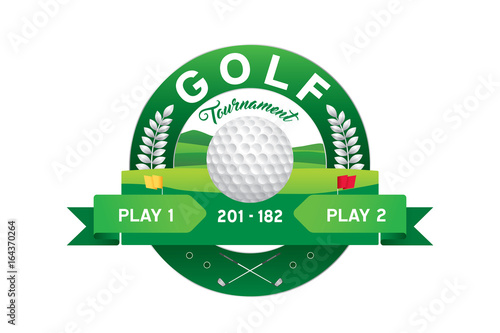 Vector of golf tournament with player and scoreboard.
