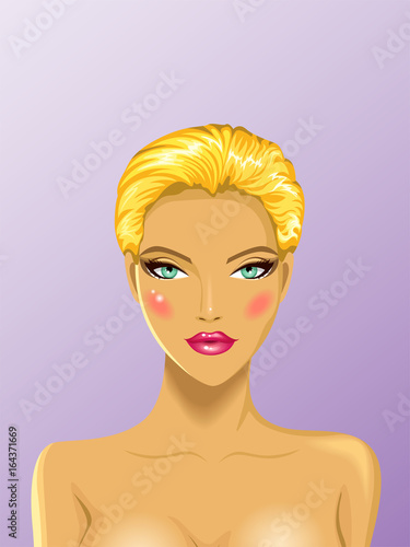 Beautiful woman vector portrait blonde girl beauty concept.