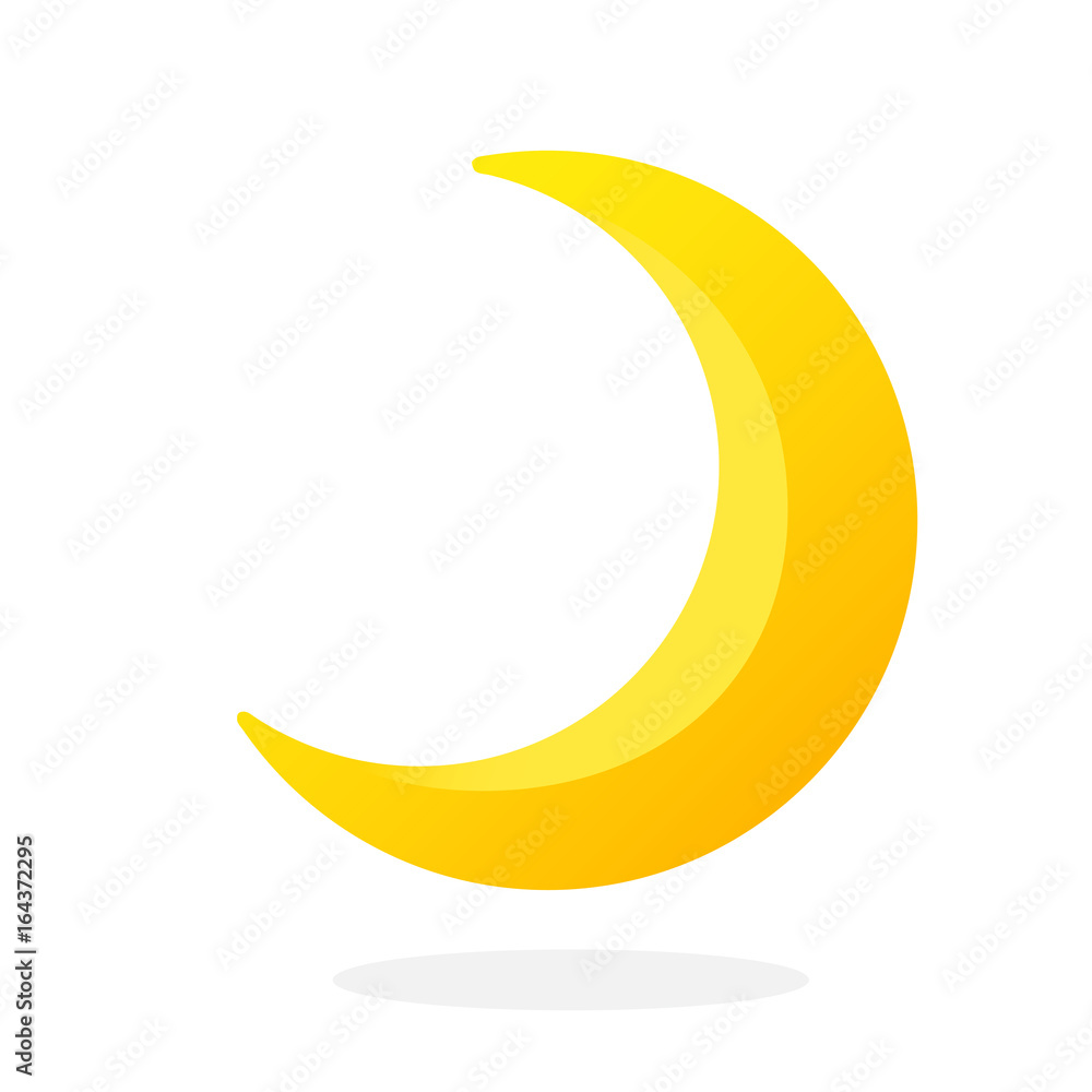 Naklejka premium Cute crescent isolated on white background. Half moon. Vector illustration in flat style. Weather symbol