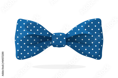 Vászonkép Blue bow tie with print a polka dots