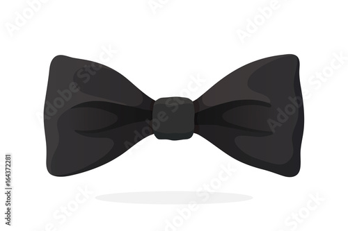 Classic black bow tie. Vector illustration in cartoon style. Traditional elegant bowtie. Men's clothing accessories.