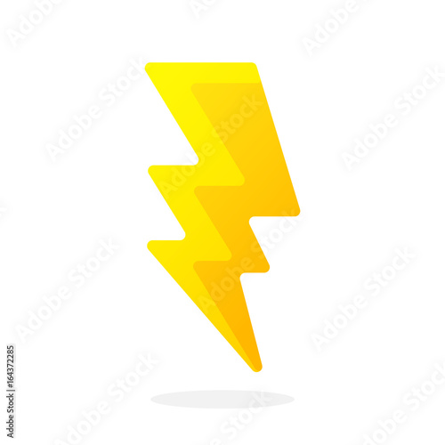 Electric lightning bolt isolated on white background. Vector illustration in flat style. Weather symbol. Thunderbolt strike symbol 